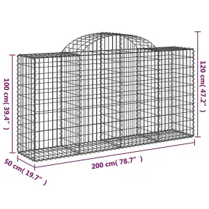 Berkfield Arched Gabion Baskets 6 pcs 200x50x100/120 cm Galvanised Iron