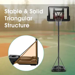 Costway 2.6M - 3CM Adjustable Height Portable Basketball Court Rim System