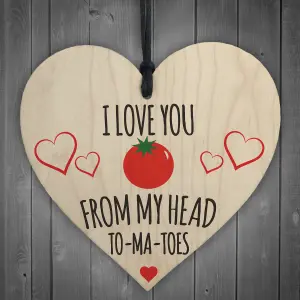 Red Ocean Love You Head Tomatoes Novelty Wooden Hanging Heart Plaque