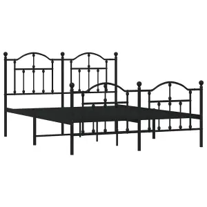 Berkfield Metal Bed Frame with Headboard and Footboard Black 140x200 cm