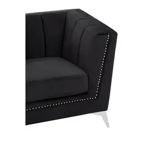 Interiors by Premier Hansa Two Seat Black Velvet Sofa