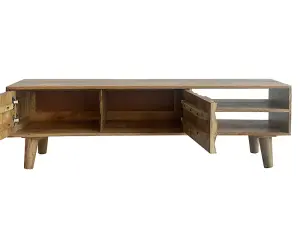 Geometric TV Unit - Mango Wood - L35 x W140 x H42 cm - Mango Light Finish