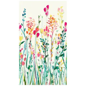 Watercolour Meadow Flowers 3 lane Repeatable Wallpaper Mural,  Pink & Green