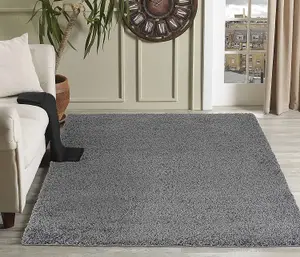 Modern Extra Large Small Soft 5cm Shaggy Non Slip Bedroom Living Room Carpet Runner Area Rug - Dark Grey 60 x 110 cm