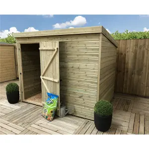 7 x 5 Pressure Treated T&G Pent Wooden Bike Store / Wooden Garden Shed + Single Door (7' x 5' / 7ft x 5ft) (7x5)