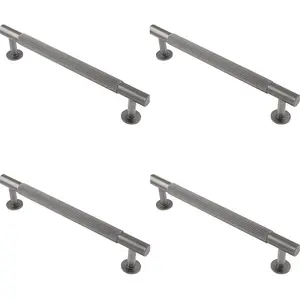 4 PACK - Reeded Lined Bar Door Pull Handle - 190mm x 13mm - 160mm Centres - Anthracite