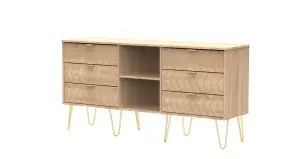 Chevron 6 Drawer Sideboard in Bardolino Oak (Ready Assembled)