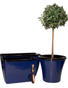 Primrose Royal Blue Glaze Effect Trough Planter Frost Resistant 75cm