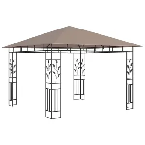 Berkfield Gazebo with Mosquito Net&LED String Lights 3x3x2.73 m Taupe