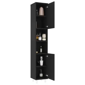 Berkfield Bathroom Cabinet Black 30x30x179 cm Engineered Wood