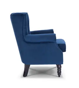 Velvet Blue Liana Accent Wingback Chair