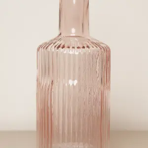 Melody Maison Pale Pink Ribbed Glass Bottle Vase - 20cm