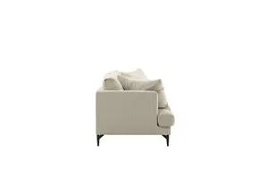 3 - 4 Seats Sofia Sofa , Black Steel Legs / Beige Velvet Sofa