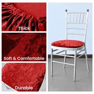 Red Velvet Chair Seat Pad Cover - Pack of 10