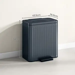 HOMCOM 2 x 20L Double Rubbish Bin, Pedal Bin with Soft-Close Lid, Black