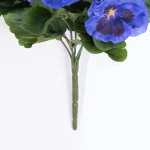 Blooming Artificial - 28cm / 1ft Blue Artificial Pansy Bush Multi-Pack