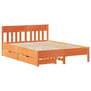 Berkfield Bed Frame without Mattress Wax Brown 140x190 cm Solid Wood Pine