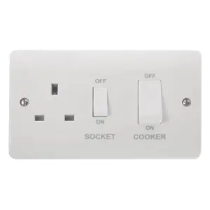 Click Scolmore Mode Cooker Switch & Plug Socket 45A 1 Gang White - CMA504