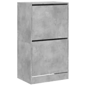 Berkfield Shoe Cabinet with 2 Flip-Drawers Concrete Grey 60x42x108 cm