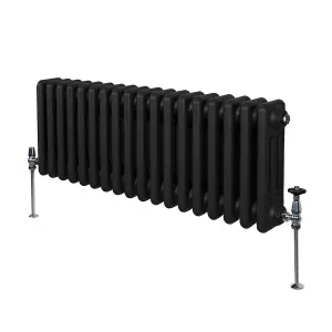 Traditional 3 Column Radiator - 300 x 832 mm - Black