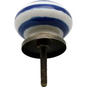 Nicola Spring - Round Ceramic Cabinet Knobs - Stripe - Pack of 6