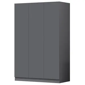 3 Door Triple Wardrobe Dark Matt Grey Slow Closing