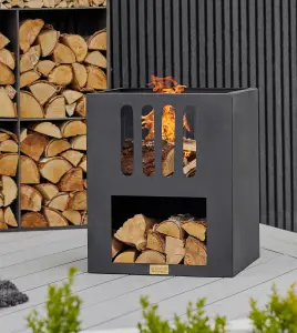 Outdoor Libra Contemporary Fire Pit in Matt Black H55CM W45CM