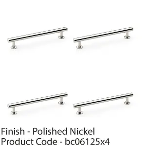 4 PACK - Round T Bar Pull Handle - Polished Nickel 160mm Centres SOLID BRASS Drawer Door