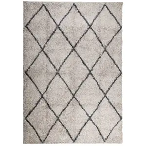 Shaggy Rug PAMPLONA High Pile Modern Beige and Anthracite 160x230 cm