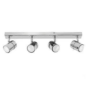 ValueLights Rosie Silver Ceiling Bar Spotlight and GU10 Spotlight LED 5W Cool White 6500K Bulbs