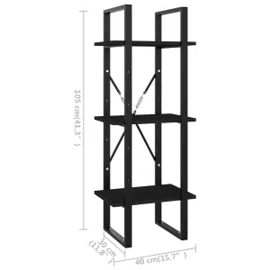 Berkfield 3-Tier Book Cabinet Black 40x30x105 cm Engineered Wood