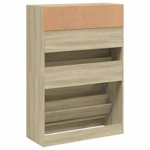 Berkfield Shoe Cabinet with 2 Flip-Drawers Sonoma Oak 80x34x116 cm