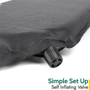 Single Pillow Camping Mat Self Inflating Inflatable Roll Mattress With Bag Black Trail