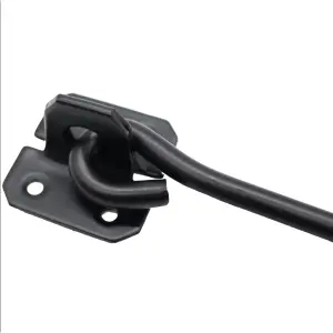 EAI Long Cabin Hook Strong Hold Back Gate or Door Hook Wire Pattern Steel - 250mm - Black