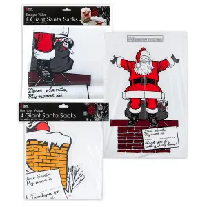 Giant Santa Sacks 30"X 20" Bumper Gift Bags X 4 34cm x 29.9cm x 0.3cm White