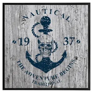 Anchor print on wood (Picutre Frame) / 16x16" / Black