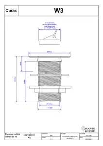 McAlpine W3 1.5" Backnut Sink Waste 85mm White Plastic Flange x 3.5" Tail Unslotted Plug