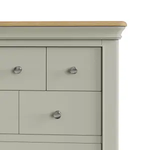 8 Drawer Chest Of Drawers Solid Painted Oak Sage Green Ready Assembled