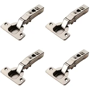 4 PACK - Adjustable Soft Close Cupboard Hinges - Polished Nickel - Inset Cabinet Unit