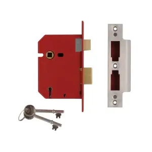 UNION 2201 5 Lever Mortice Sashlock Satin Chrome 77.5mm 3in Box