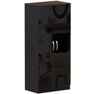 Vida Designs Hulio Black High Gloss 2 Door Wardrobe (H)1700mm (W)760mm (D)470mm