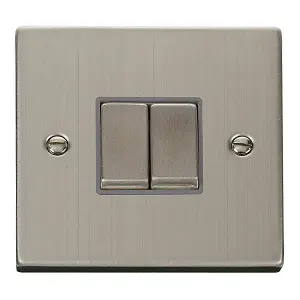 Stainless Steel 10A 2 Gang 2 Way Ingot Light Switch - Grey Trim - SE Home