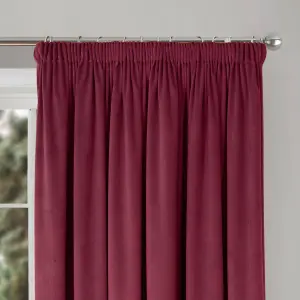 Home Curtains Montreal Super Soft Velour Fully Lined 45w x 48d" (114x122cm) Wine 3" Pencil pleat Curtains (PAIR)