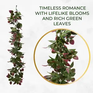 Artificial Hanging Plants Vines Leaves - 60cm Long - Realistic Foliage - Indoor / Outdoor - Rose