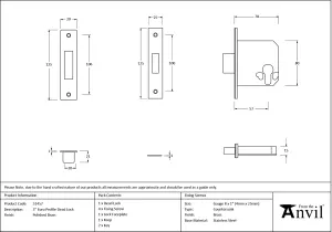 From The Anvil Polished Brass 3" Euro Profile Dead Lock