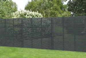 1.8m x 1.81m Contemporary Slatted Fence Panel - Anthracite Grey - Pack of 5