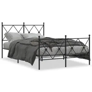 Berkfield Metal Bed Frame without Mattress with Footboard Black 120x190cm