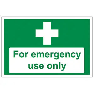 Emergency Use Only First Aid Sign - Adhesive Vinyl - 300x200mm (x3)