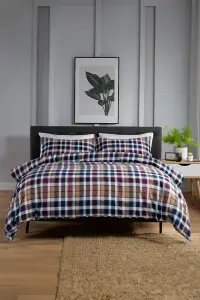 TLC Newbury Check Printed Brushed 100% Cotton Bedlinen Duvet set