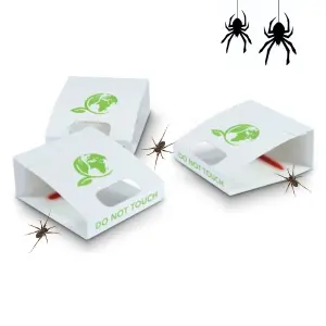 Spider Trap Crawling Insect Killer Child and Pet Safe Beetle Ants Cockroaches Bedbug Flea Woodlice Pre Baited Traps (Pack of 12)